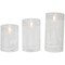 Northlight Set of 3 Snowy Woodland Flameless LED Flickering Glass Christmas Pillar Candles 6&#x22;